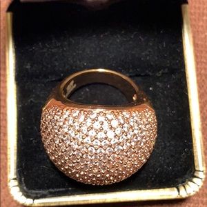 Milor Italy Bronze Rare crystal cocktail ring EC